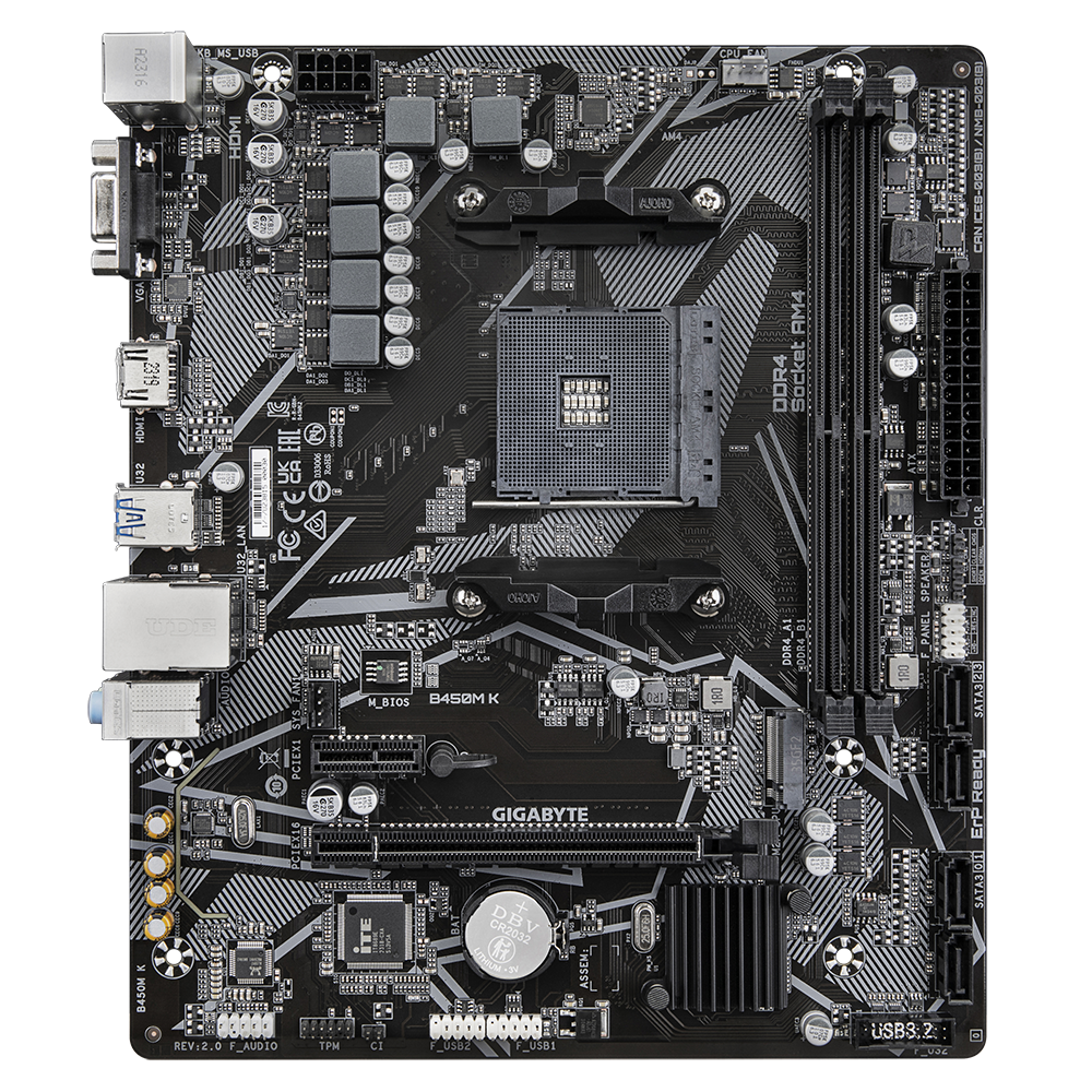 Gigabyte B450M K 2.0 Motherboard | AMD Ryzen | DDR4 | Micro-ATX