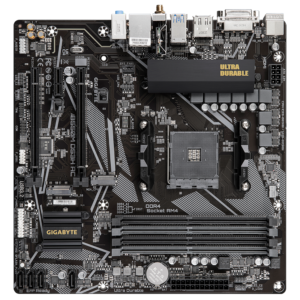 Gigabyte B550M DS3H AC Motherboard (WiFi) for AMD Ryzen AM4